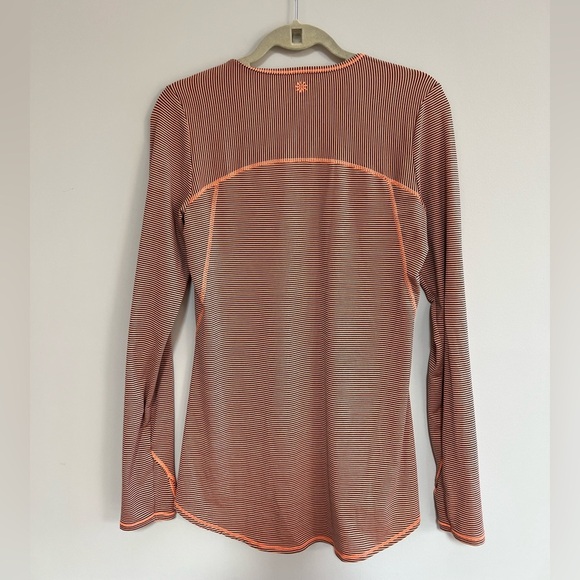 Athleta Long Sleeve Knit Athletic Top Orange and Blue Stripe, size Small - Picture 2 of 8